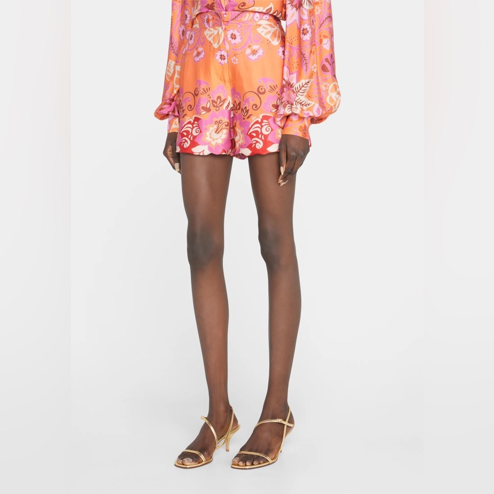Alexis Orange Pink Floral Silk Shorts
